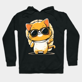 Cute ginger cat wearing sunglasses Hoodie